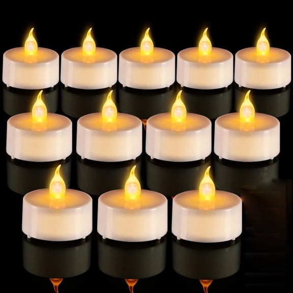 12PCS LED Tealight Candles , Battery Operated Flameless Tea Light Candles, Fake Flickering Votive Candles for Home Centerpiece Table, Anniversary, Party, Halloween, Ramadan Decor