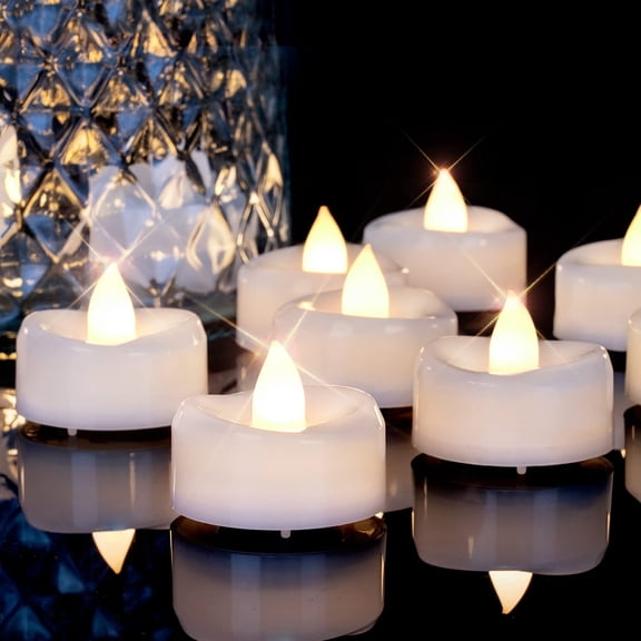 Merrynights Flameless Candles Tealight Candles LED Battery Operated Timer Operated 12 Pack 1.5'' D x 1.25'' H