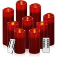 thumbnail image 1 of Flameless Candles Battery Operated Candles Real Wax Pillar LED Candles with 10-Key Remote and Cycling 24 Hours Timer (Burgundy Set of 9), 1 of 14