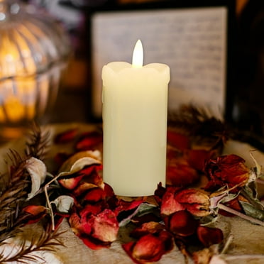 Flameless Candles Battery Operated with Timer, LED Electronic Candle Cylindrical Paraffin Candle, 1.96" x 3.93" Ivory Real Wax Electric LED Candle for Wedding Birthday Party Decorations