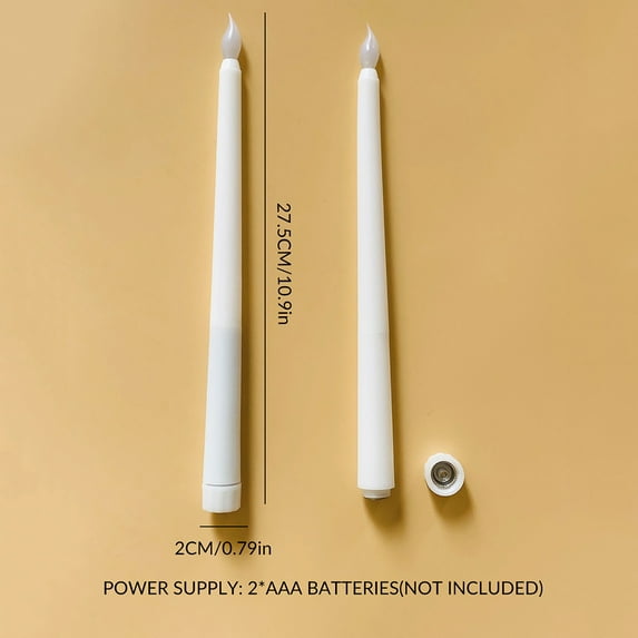 Flameless Candles Battery Powered Long Candles with Black Flameless Candles 2-Pack Blinking Realistic LED Decorative Candles For Wedding Party Home Decor