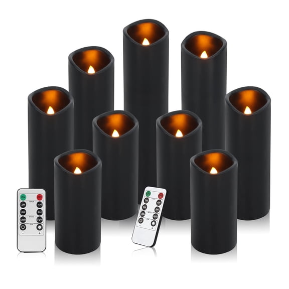 Flameless Candles Black Set of 9