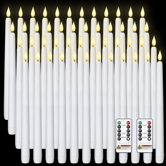 Flameless Candles Bulk 12 Pack - Battery Taper Candles Flickering Flame with Remote, Ivory LED Taper Candlesticks for Home and Holiday Decor