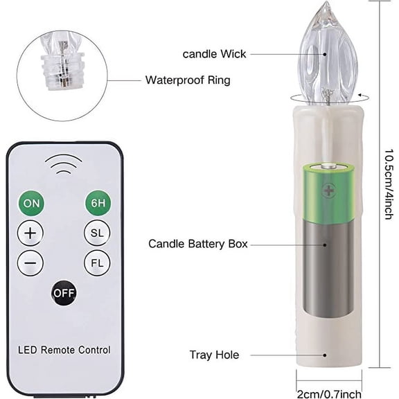 Flameless Candles Christmas Decor, 10PCS Led Flickering Lights Battery Operated with Remote Timer/Clips, Warm White Window Candles for Home Indoor Outdoor Christmas Trees Decor