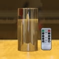 thumbnail image 1 of Flameless Candles (D 3" X H 4" 5" 6") Glass Real Wax Pillars & Moving Flame Wick LED Candles and 10-Key Remote Control, 1 of 2