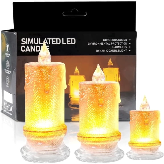 Flameless Candles, Flameless Flickering Electric Fake Candles, Warm White Battery Operated LED Candle for Wedding, Home