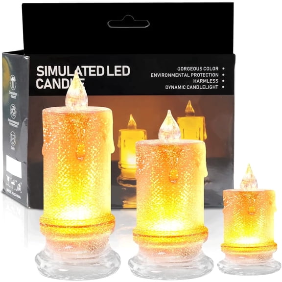 Flameless Candles, Flameless Flickering Electric Fake Candles, Warm White Battery Operated LED Candle for Wedding, Home