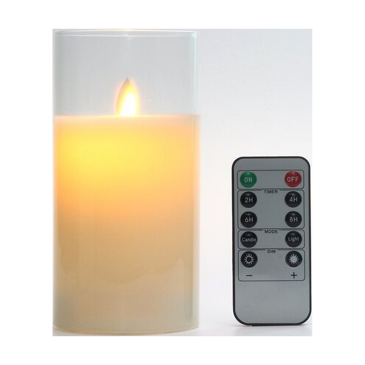 Flameless Candles Glass Real Wax Pillars & Moving Flame Wick LED