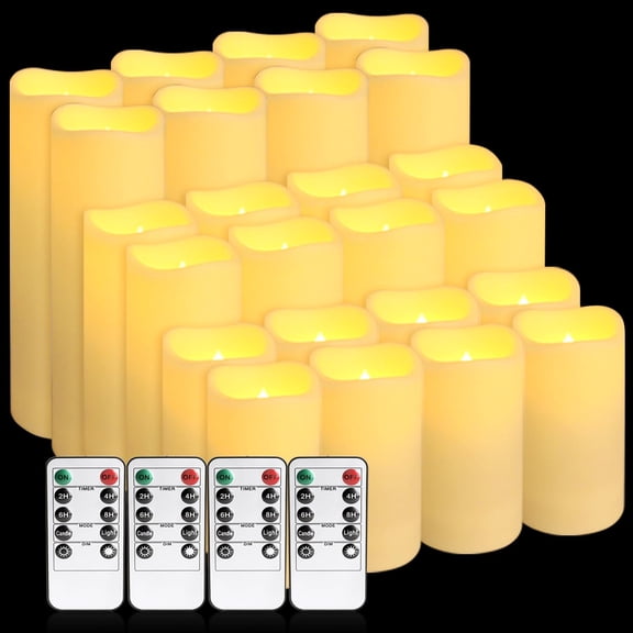 Flameless Candles Ivory 24 Pack (D:2.2" x H:4"5"6") Indoor Outdoor Use