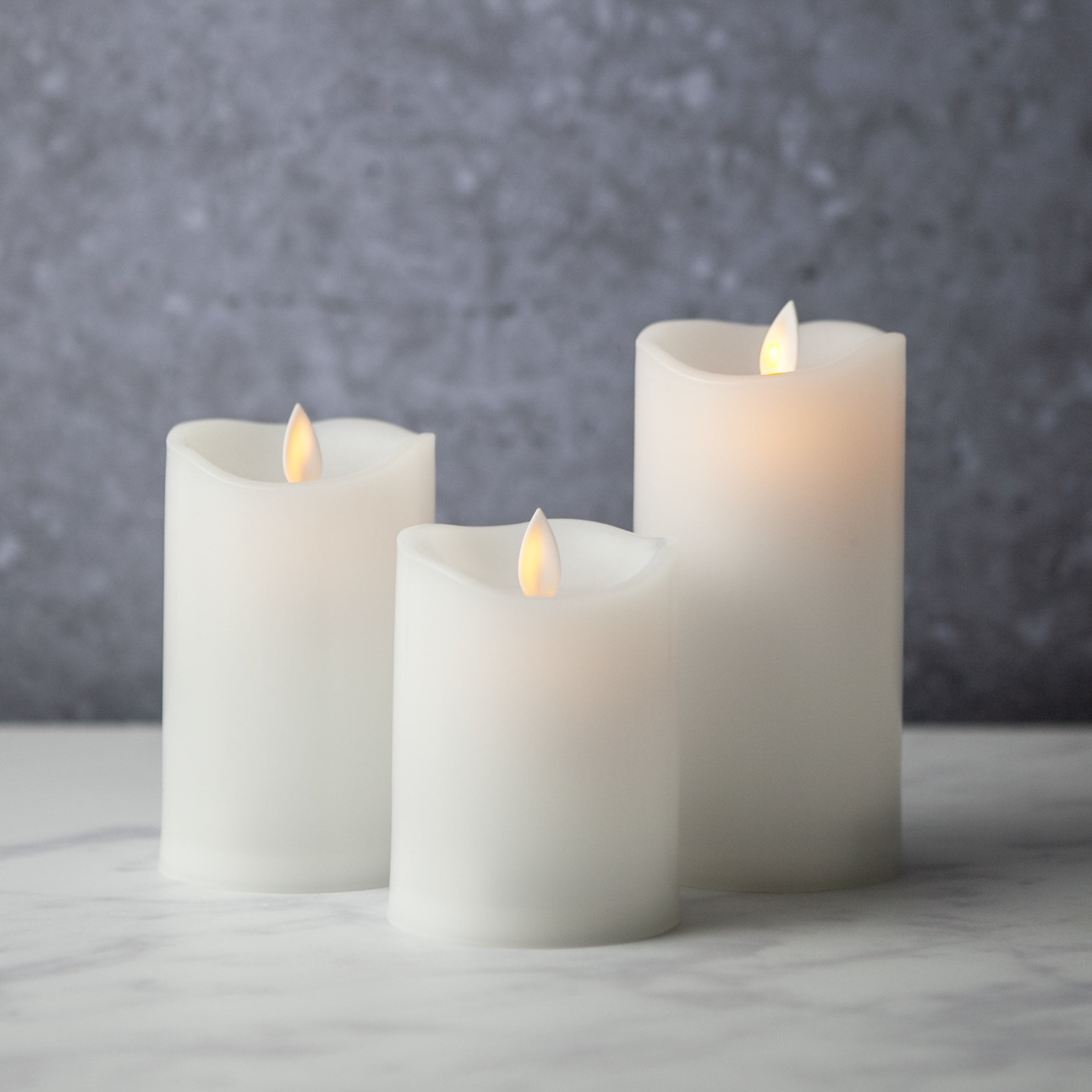 Flameless Candles Led Battery Operated with Remote Control Timer and Flickering Flame White Indoor Outdoor Large Pillar Candle Lights - Set of 3 Unscented 4" 5" 6" Height, 3" Diameter
