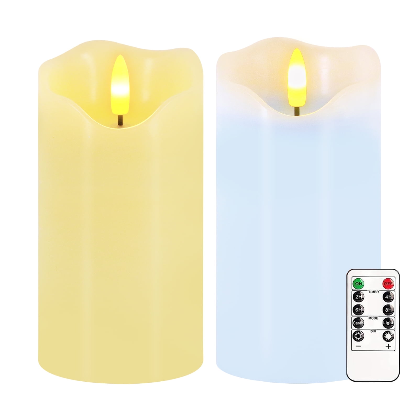 Flameless Candles Light, Set of 2 6"x3" Flickering Pastel Spring LED Candles with Remote & Timer, Dimmable Real Wax Easter Pillar Candles Battery Operated for Home Spring Easter Decor
