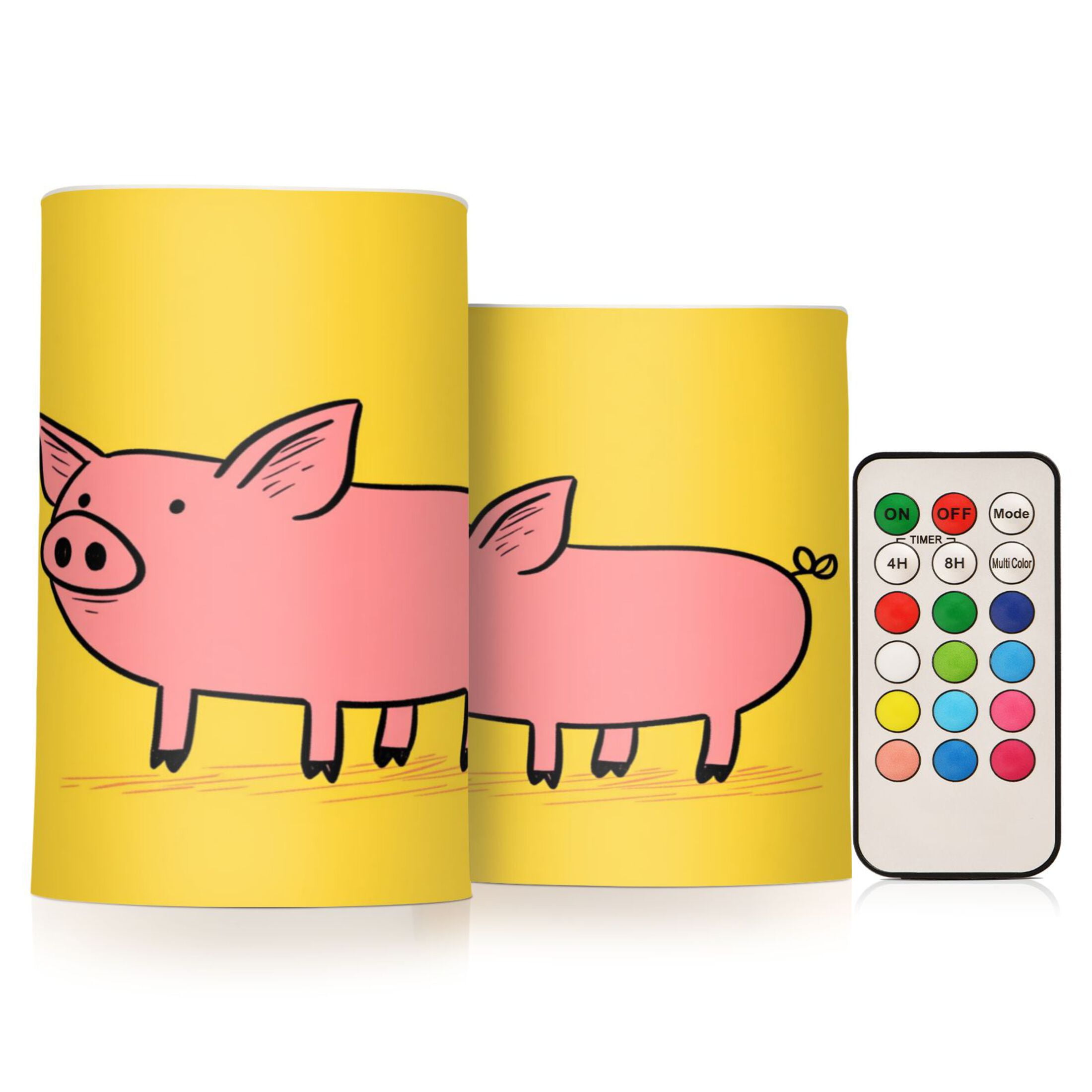 Flameless Candles Lights, Pack of two LED Lights, Dimmable LED Pillar Candles Battery Operated, Flames Remote Control A Pink Pig