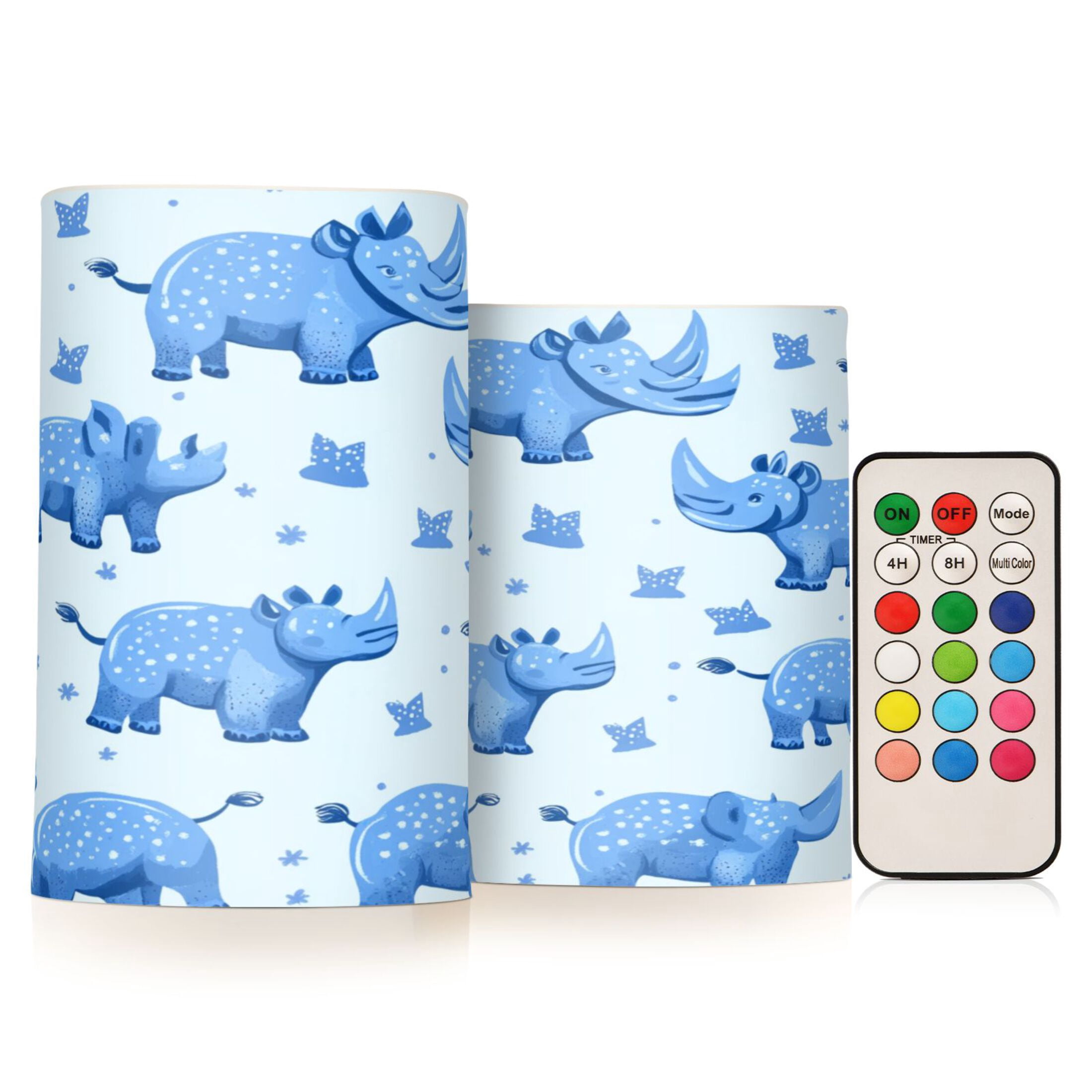 Flameless Candles Lights, Pack of two LED Lights, Dimmable LED Pillar Candles Battery Operated, Flames Remote Control Blue Rhinoceros