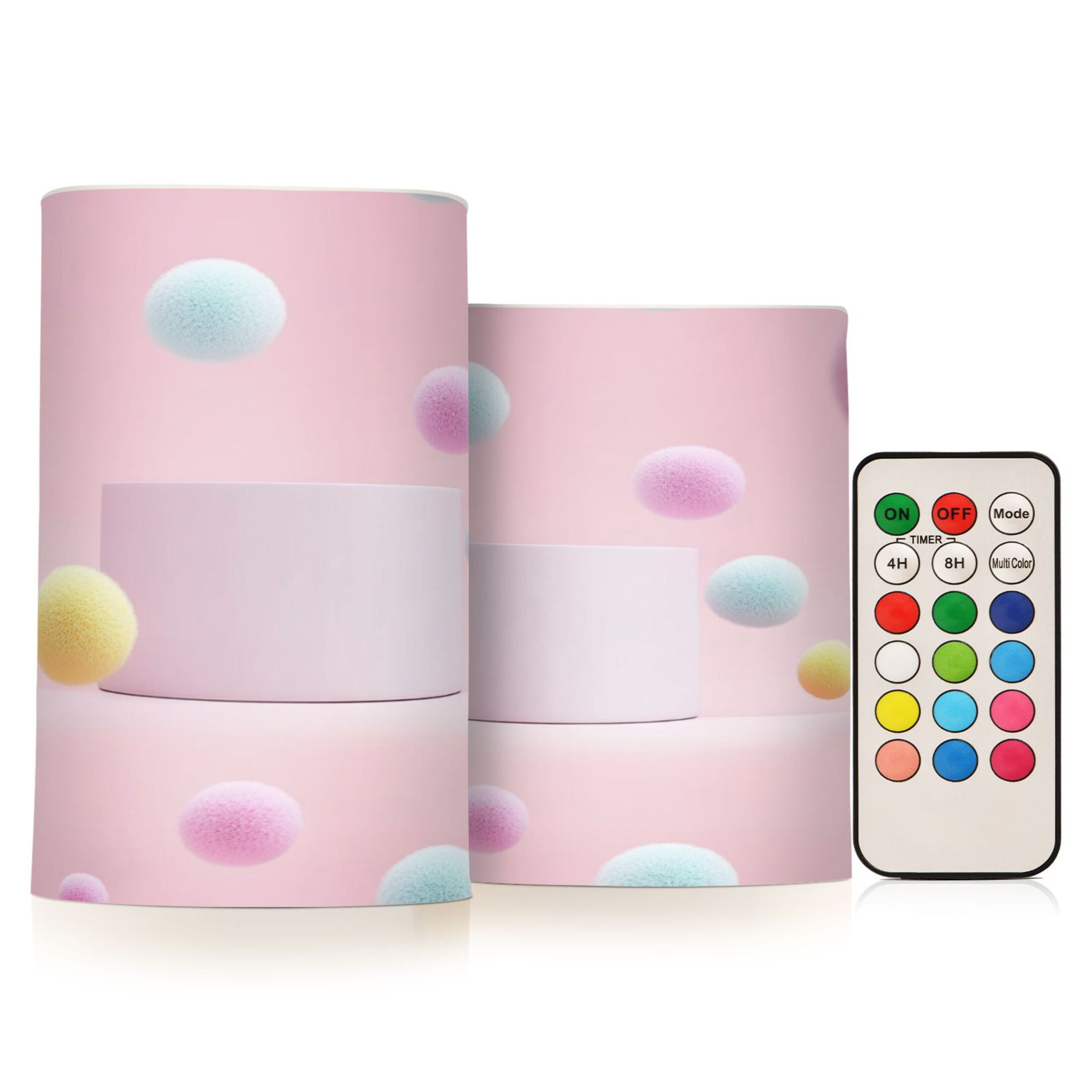 Flameless Candles Lights, Pack of two LED Lights, Dimmable LED Pillar Candles Battery Operated, Flames Remote Control Colored Balls