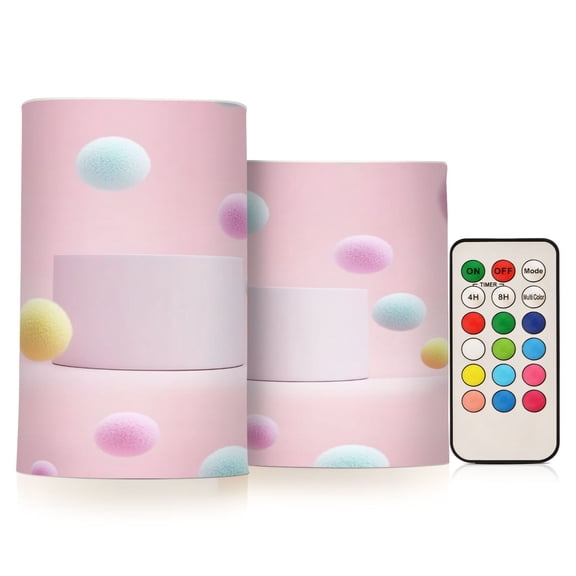 Flameless Candles Lights, Pack of two LED Lights, Dimmable LED Pillar Candles Battery Operated, Flames Remote Control Colored Balls