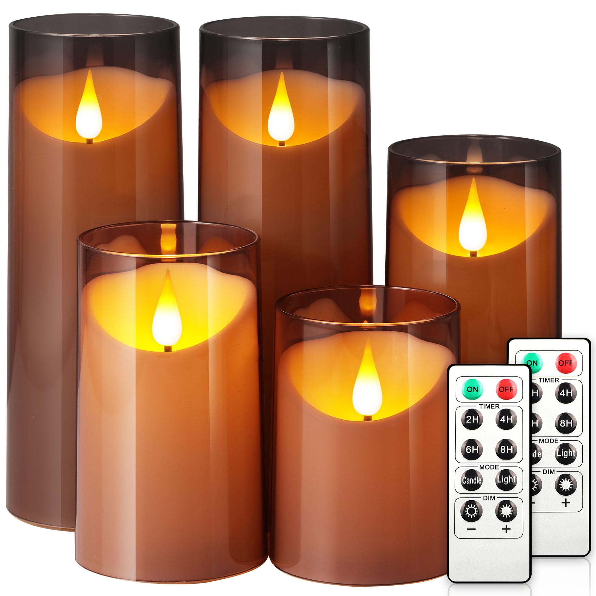 Gray Acrylic Battery Operated LED Flameless Candle Set with Remote