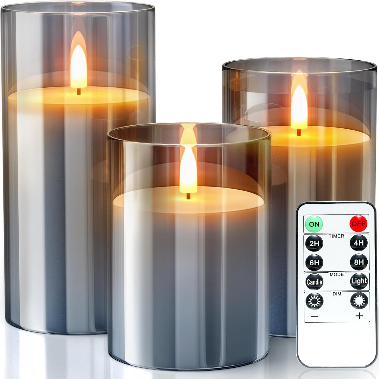 Flameless Candles, Tea Lights Candles Battery Operated, Christmas Glass