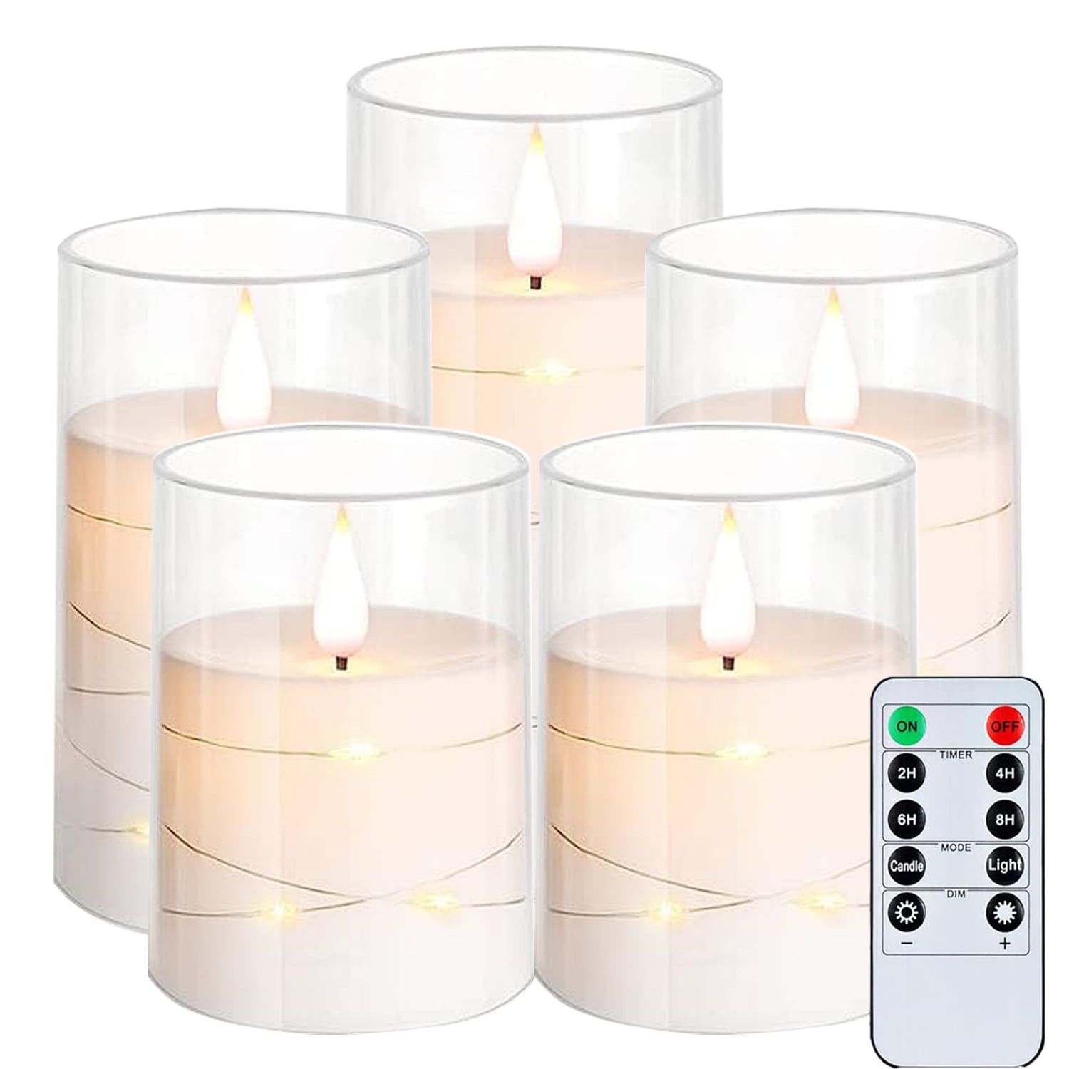 Flameless Candles with String Lights, Flickering LED Battery Candles