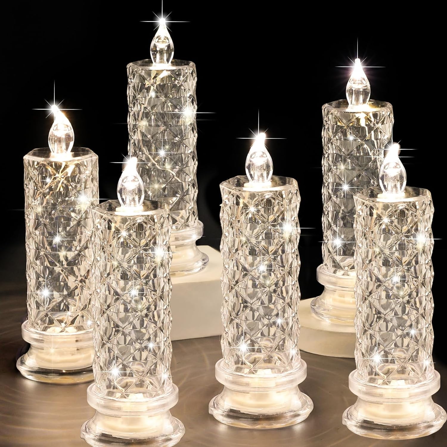 Flameless Crystal LED Candle Light, Battery Operated Fake Candles With ...