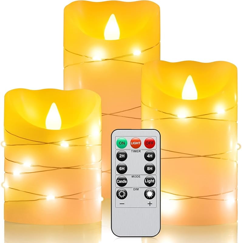 Flameless Flickering Battery Operated Candles 4" 5" 6" 7" 8" 9" Set of ...