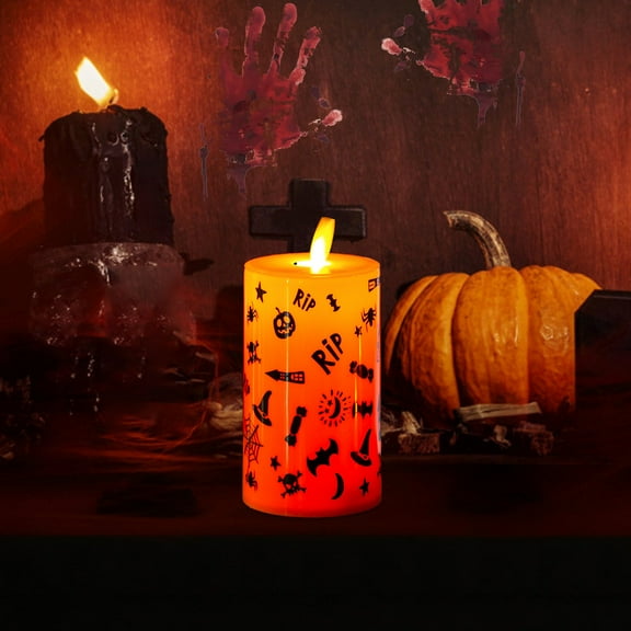 Flameless LED Candle Lights - Realistic Flickering Orange for Halloween/Christmas Decorations (Battery Operated, Safe for Kids)