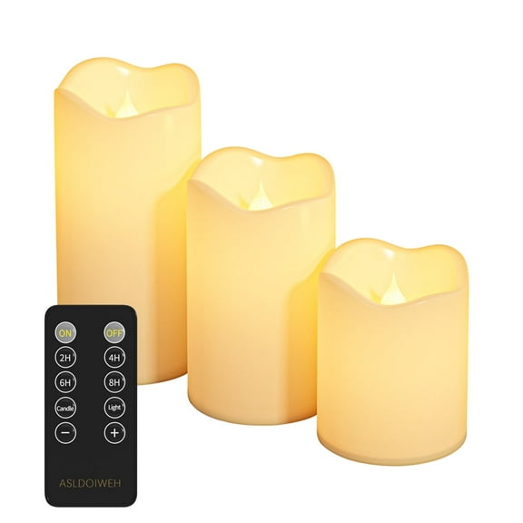 Flameless LED Candles, 3 Pack Battery Operated Pillar Candles, Real Wax Flickering Lights with Remote & Timer for Halloween & Home Decor