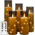 thumbnail image 1 of Flameless LED Candles with Timer - 5 Pack Flickering Battery Operated Candles for Romantic Ambiance & Home Decoration, Stable Acrylic Shell with Embedded Star String, 1 of 6