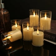 Flameless LED Candles with Timer 6 Pc Flickering Flameless Candles for Romantic Ambiance and Home Decoration Stable Acrylic Shell，Battery Operated Candles（Clear）