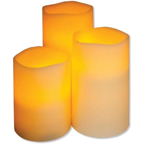 Flameless LED Illuminated Candle Set 3 4", 5", 6" Nonflammable Wax Battery Operated Electric