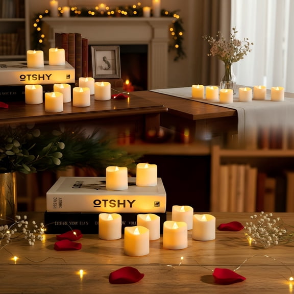 Goyuon 12 Pack Flameless LED Large Tealight Candles with Remote Control & Timer, Battery Powered Flickering Warm White Candles for Wedding, Proposal, Home, Outdoor, Holiday & Party Decorations