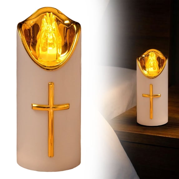 Flameless LED Pillar Candles With Gold Decoration Suitable For Holidays Weddings Parties And Home Decor, C