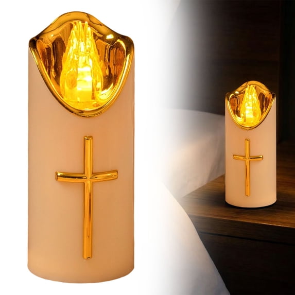 Flameless LED Pillar Candles With Gold Decoration Suitable For Holidays Weddings Parties And Home Decor, D