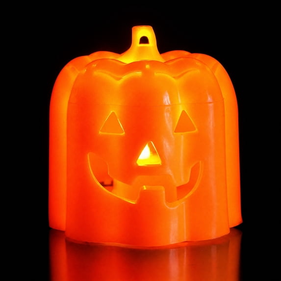 Flameless LED Pumpkin Candle, Battery Operated Halloween Decoration, Safe Fall Harvest Tabletop Decor, Reusable Autumn Centerpiece
