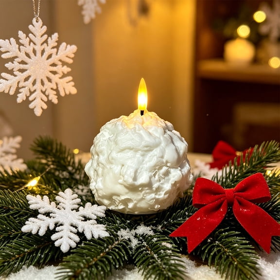 Flameless LED Snow Globe Candle, Paraffin Wax Christmas Tabletop Decoration Light for Winter Home Decor