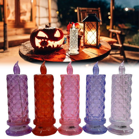 Flameless Led Candles Verdsylv Flickering Led Electronic Candles, Battery-Operated with Timer, Flameless and Safe for Indoor Christmas, Wedding, and Dinner Table Decor, Battery Candle Set, Purple