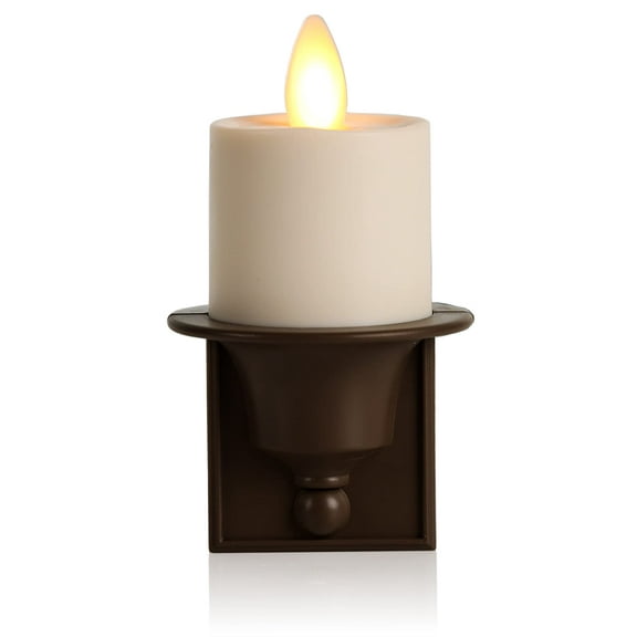 Flameless Nightlight Candle with Dusk Dawn Sensor - Bronze Electric Outlet Plug for Home Safety and Decorative Windows