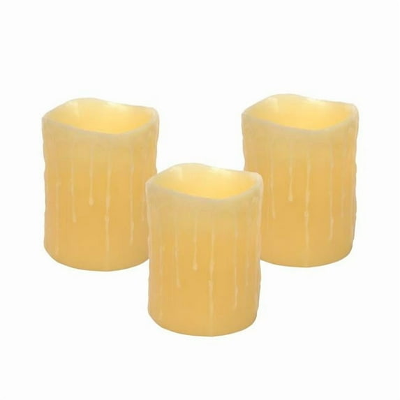 Flameless Pillar Candle, Yellow - Set of 3