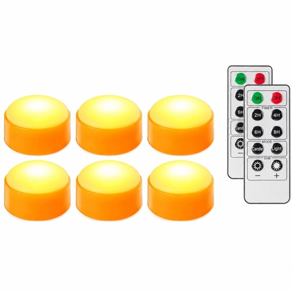 Flameless Pumpkin LED Candles with Remote Timer Orange 6 Pack