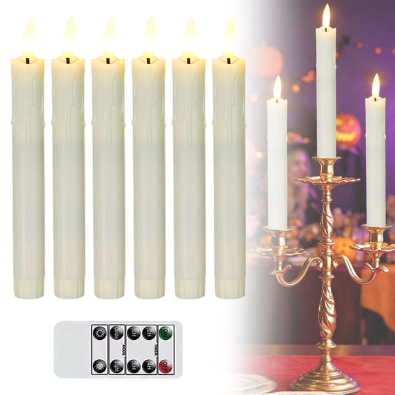 Flameless Taper Candles Flickering LED Battery Operated Realistic Candlesticks for Halloween Home Decor - B