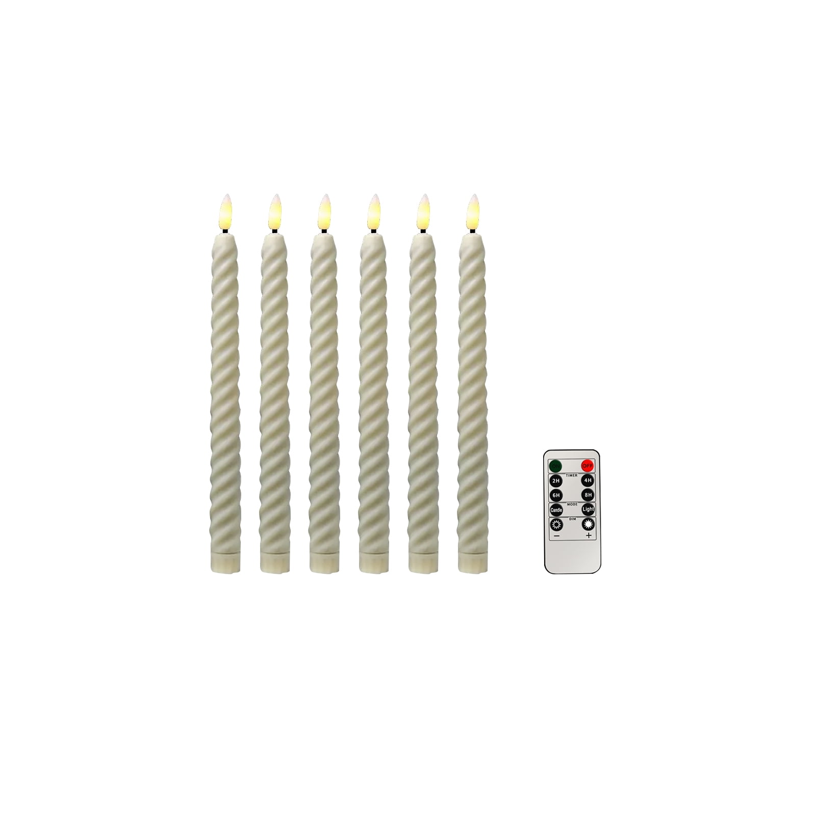 Flameless Taper Candles Flickering with Remote Timer, LED Taper Candles Battery Operated Warm 3D Wick Spiral 6 Pack Real Wax Home Birthday Decor 10.63"White(Upgrade)