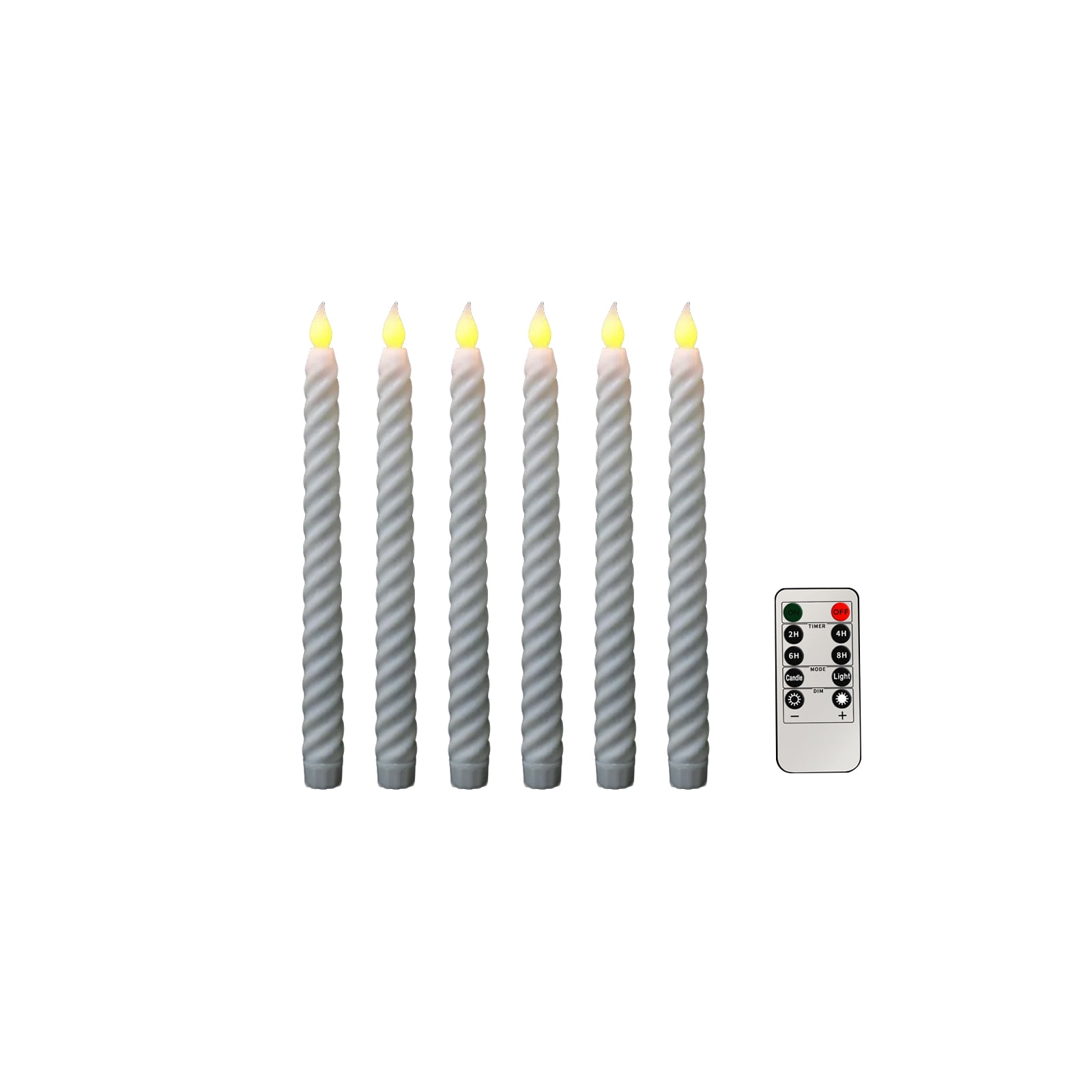 Flameless Taper Candles Flickering with Remote Timer, LED Taper Candles Battery Operated Warm 3D Wick Spiral 6 Pack Real Wax Home Birthday Decor 10.63",Yellow(Upgrade)