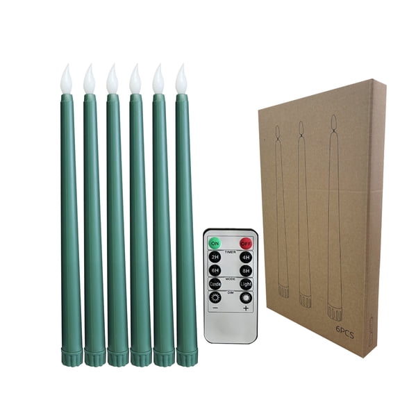 Flameless Taper Candles with Remote 12 Inch Green Halloween Taper Candles 6 Pack Battery Operated Candles for Halloween Party Decor Indoor Halloween Table Decorations Home and