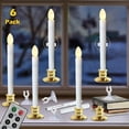 thumbnail image 1 of Flameless Taper Candles with Remote and Timer Electric Window Candles with Holders LED Candles Holiday Wedding Party Decoration - with Gold Base,Suction cup,Pack of 6, 1 of 6