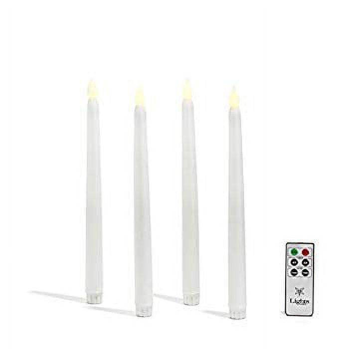 Flameless Taper Candles with Timer White Wax, 10 Inch Tall, Battery