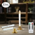 thumbnail image 1 of Flameless Taper Candles with Remote and Timer Window Candles with Holders LED Candles Holiday Wedding Party Decoration - Gold Base, Pack of 2, 1 of 8