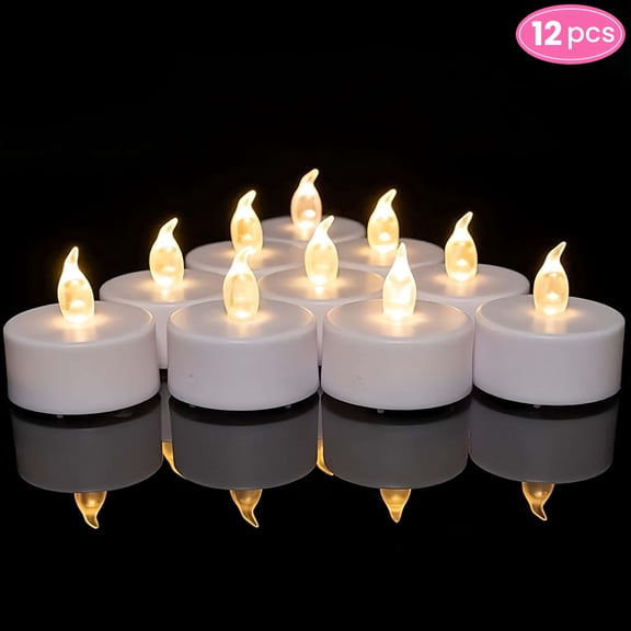 Goyuon Flameless Tea Candles Battery-Powered LED Realistic Twinkling Warm White 24 Pack