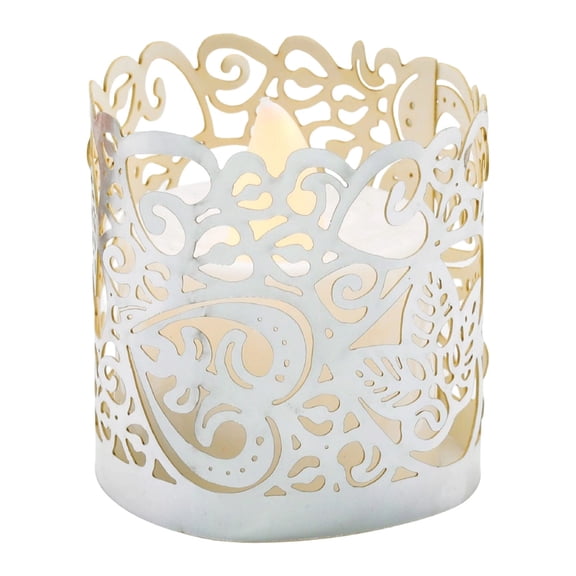 Flameless Tea Light Candle Holders, Battery Operated LED Decorative Candles with Openwork Lampshade for Festival, Birthday, Wedding, and Table Centerpiece Decor