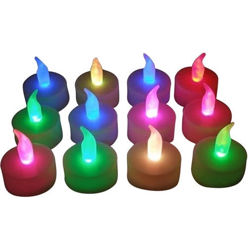 Flameless Tea Light Waxless Candels, MultiColor