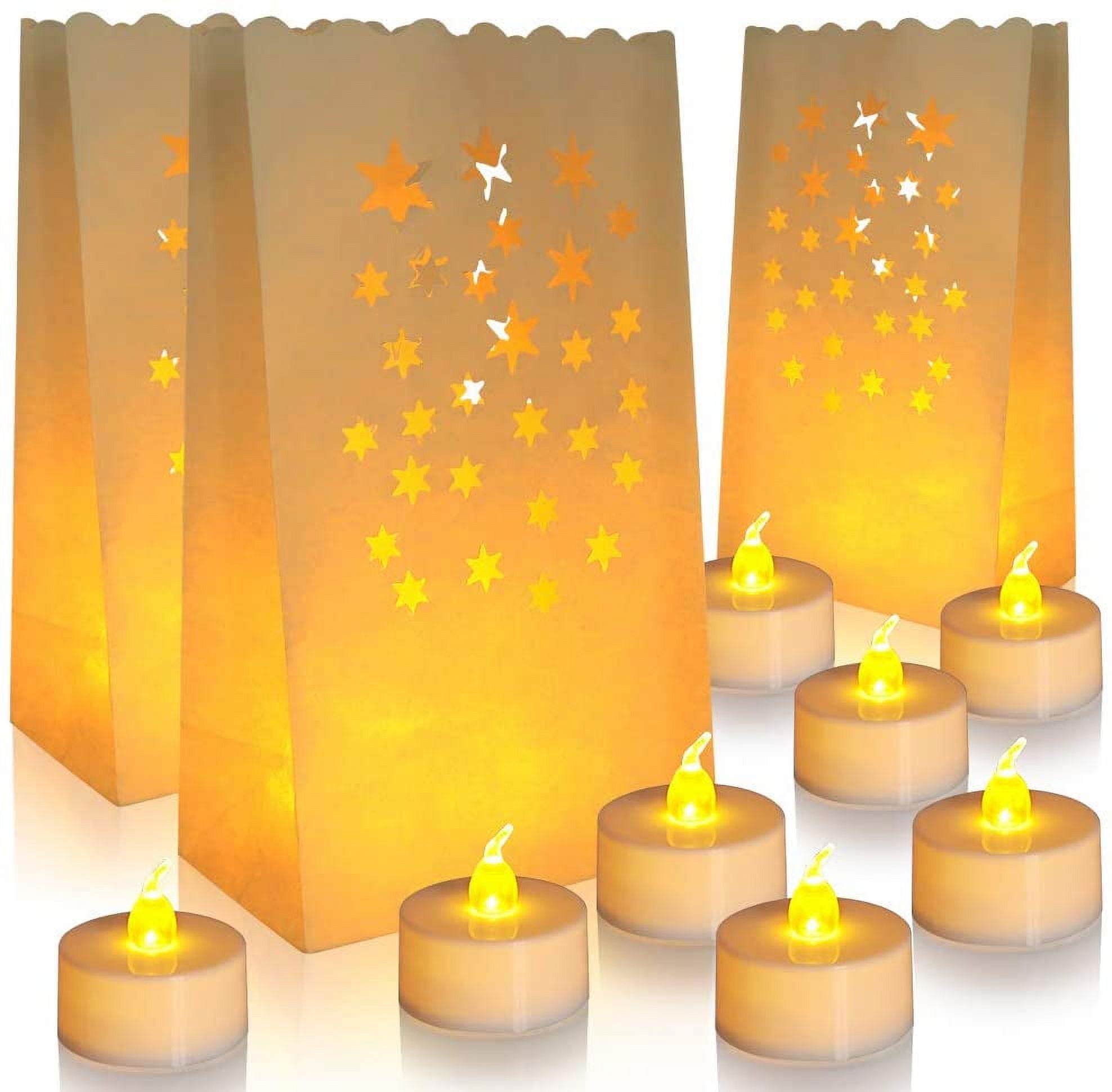 Battery Operated Flameless LED Tealights with Luminary Bags