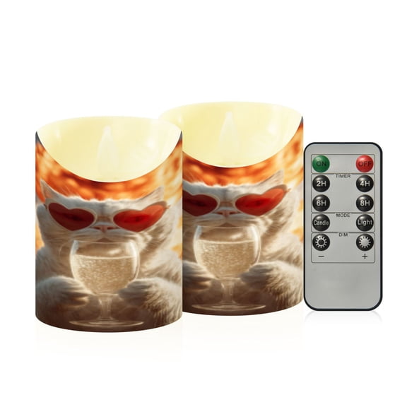 Flameless Themed LED Candles Decorative With Imgi_72_ffyy4_a_white_cat_wearing_heart-shaped_sunglasses_holding_up_a__d57a97c3-63f3-445d-b6e3-2be1 Pattern
